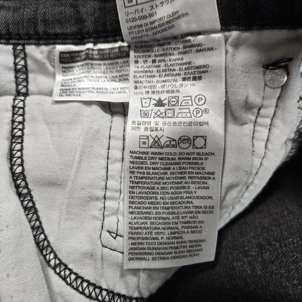 Levis 510 Jeans Mens 30x29‎ (tag 31x32) Gray Charcoal Wash Slim Tapered Denim